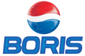 Boris logo with a red, white, and blue design on a white background